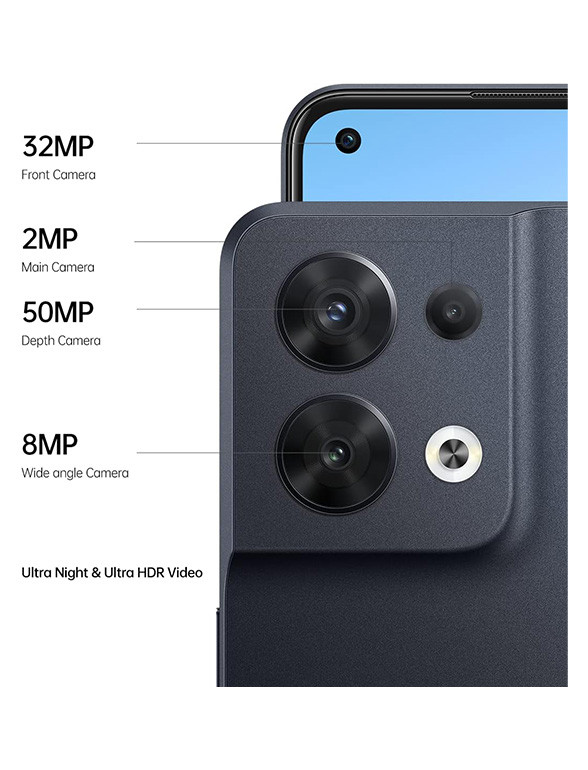 Oppo Reno8 5G - 256 Go - Parfait état - Noir - Batterie testée Très bon état - Vue 3 - 